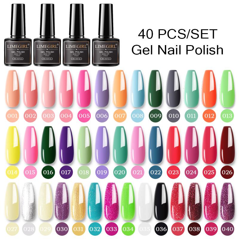 Nail Art Kits Limegirl Multiple Colour Gel Polish Set 80 Colors Semi Permanent UV Led Varnish Soak Off Lacquers Base Top Coat