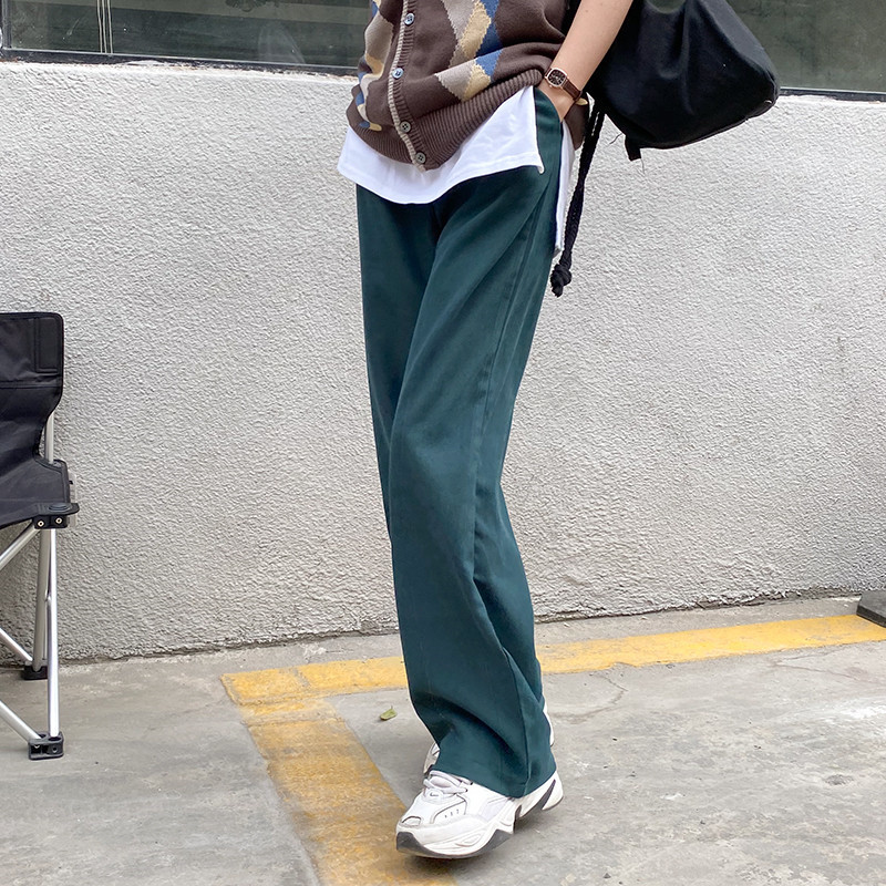 OL Elegant Minimalist High Waist Straight Wide Leg Pants Women Spring Autumn Casual Suit Trousers Female 210421