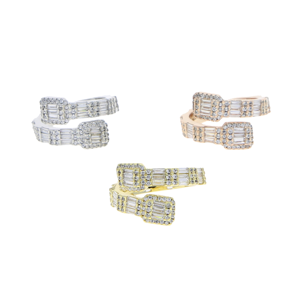 5A Rectangle Cubic Zirconia Paved Hip Hop Ring Geometric Fashion Women Men Finger Jewelry Iced Out Bling CZ Rings