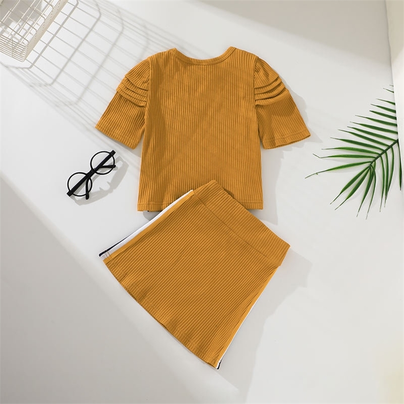 Summer Children Sets Short Sleeve O Neck T-shirt Yellow Solid Skirt Girl Boys Clothes 18-6T 210629
Summer Children Sets Short Sleeve O Neck T-shirt Yellow Solid Skirt Girl Boys Clothes 18-6T 210629