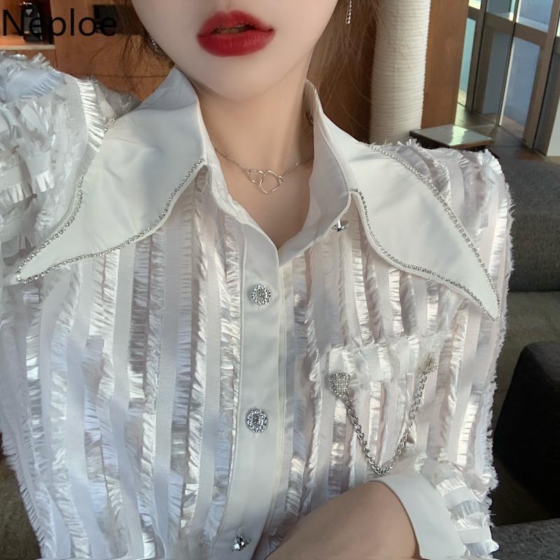 Neploe Fashion Black Lace Shirt Spring Clothes Blouses Women Chic Temperament Korean Blouse Tops Blusas Mujer De Moda 210422