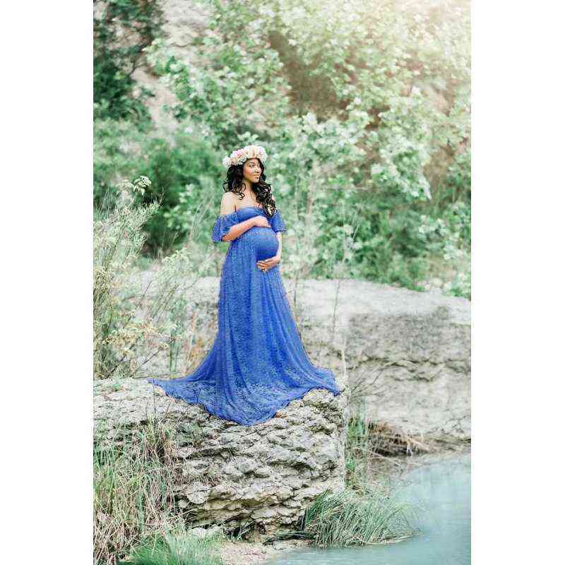 Long Maternity Photography Props Pregnancy Dress Photography Maternity Dresses for Photo Shoot Pregnant Dress Lace Maxi Gown AA220309