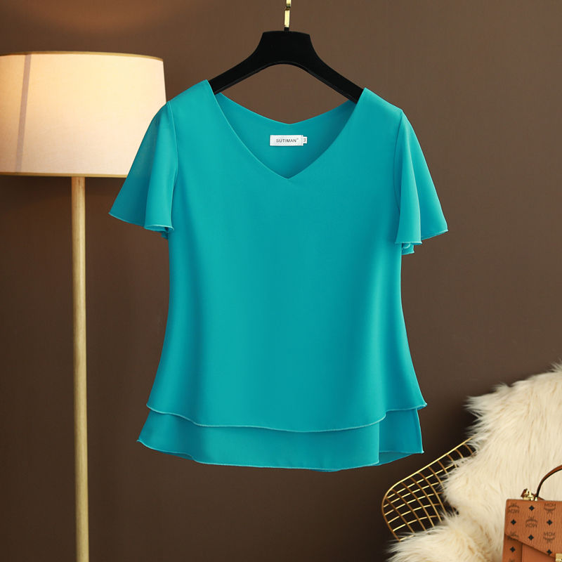 Fashion Blouses Korea Women Tops and Blouse White Summer Short sleeve Loose Blouse Women Blouse Woman Ladies Shirt Plus Size 6XL, Peacock blue
Fashion Blouses Korea Women Tops and Blouse White Summer Short sleeve Loose Blouse Women Blouse Woman Ladies Shirt Plus Size 6XL, Peacock blue
