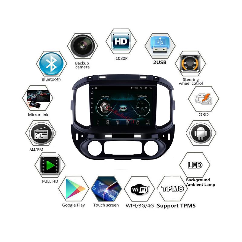 Car Dvd Stereo Player for chevy Chevrolet Colorado 2015-2017 Touch Screen Auto Multimdia Gps support Carplay OBD2 Mirror Link Steering Wheel Control