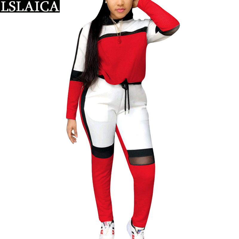 Tracksuit Women Autumn Winter 2 Piece Sets Womens Outfits Long Sleeve Hooded Tops Mesh Patchwork Strappy Pencil Pants Joggers 210520, Red
Tracksuit Women Autumn Winter 2 Piece Sets Womens Outfits Long Sleeve Hooded Tops Mesh Patchwork Strappy Pencil Pants Joggers 210520, Red