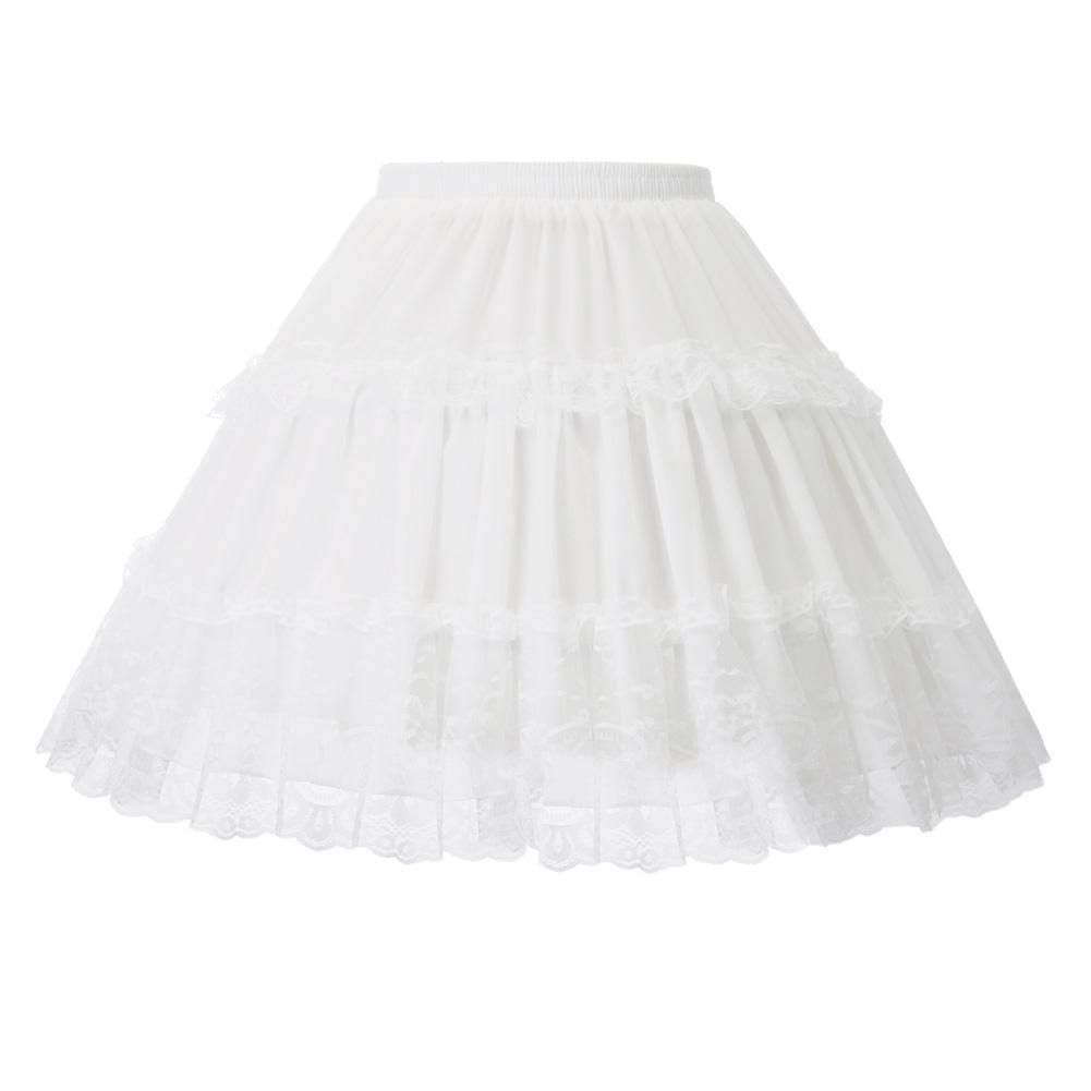 Women's Lolita Skirts Crinoline Petticoat Evening Party Underskirt Vintage Elastic Waist 2-Loop Ruffles Swing Gothic Skirt 210412Z