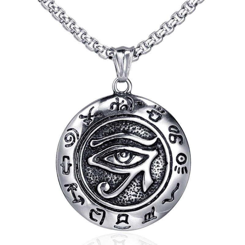 Pendant Necklaces Vintage Stainless Steel Necklace Eye Of Horus Men Punk Egyptian Rune Amulet Silver Chains Jewelry
Pendant Necklaces Vintage Stainless Steel Necklace Eye Of Horus Men Punk Egyptian Rune Amulet Silver Chains Jewelry