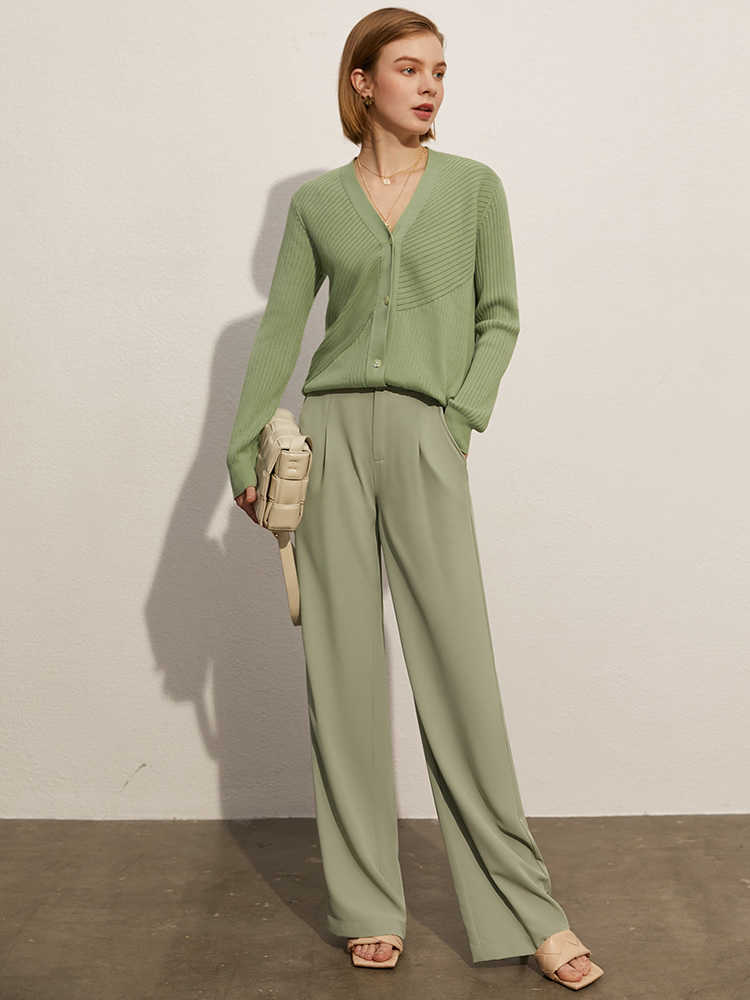 Minimalism Spring Fashion Women's Coat Causal Solid Vneck Stripe Single Breasted Cardigans For Women Tops 12130073 210527