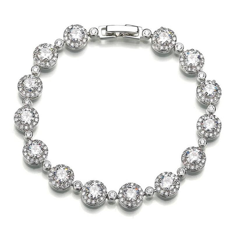 Handmade Sparkling Cuba Bracelets Luxury Jewelry 18K White Gold Fill CZ Crystal Zircon Hip Hop Party Promise High Quality Women Men Bangle For Lovers 