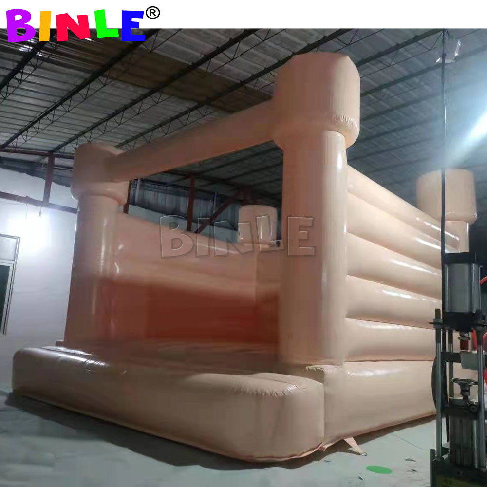 Peach Inflatable Bounce House White Jumping Castle Wedding Bouncer Jumper Kids Pastel Line colors