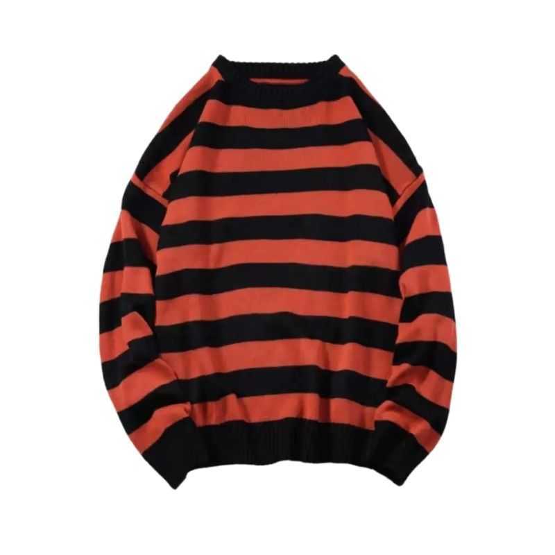 Men's Sweater Autumn And Winter Stripe Round Neck Leisure Loose Long Sleeves All-Match Pullover 211008