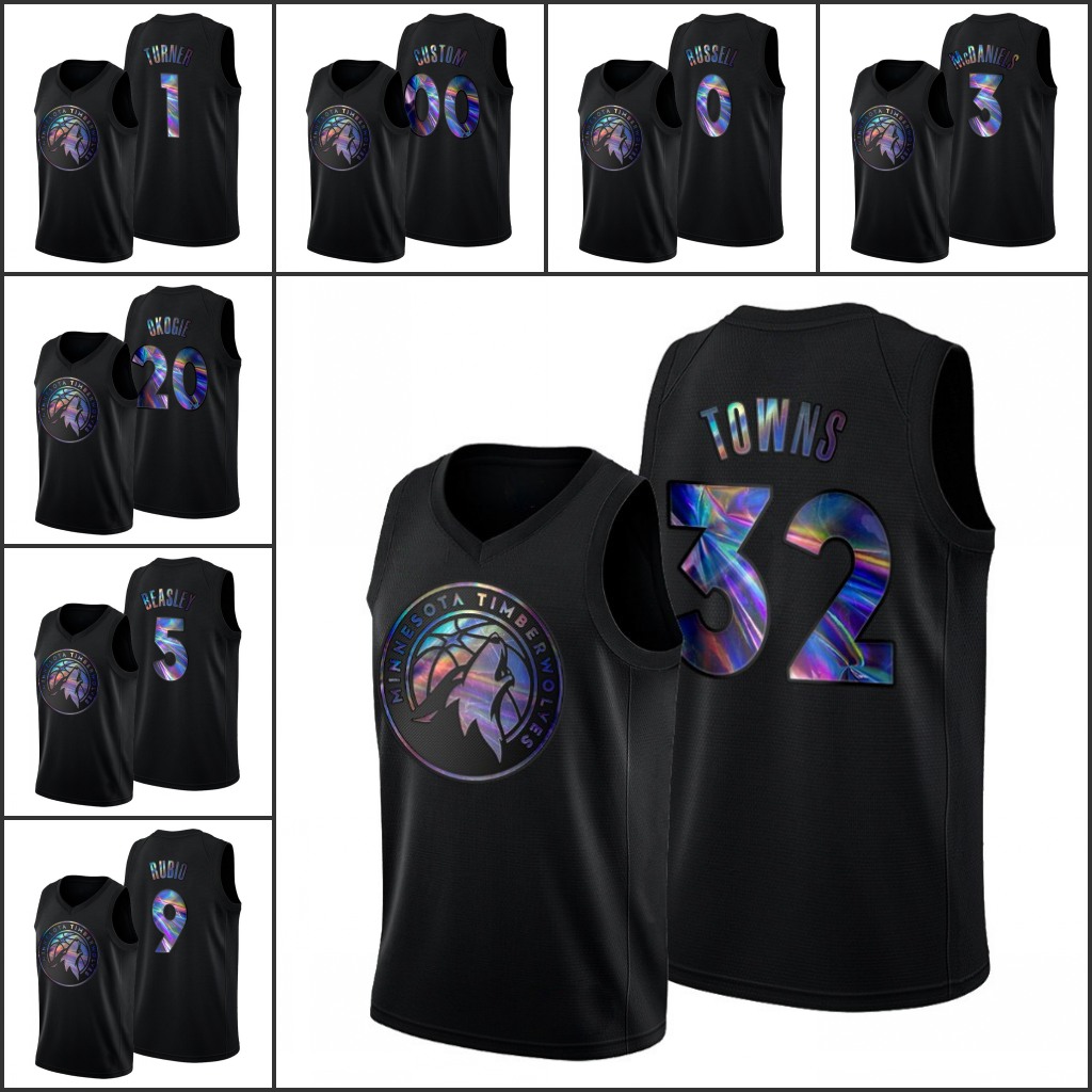 Men MinnesotaTimberwolves Karl-Anthony Towns D'Angelo Russell Ricky Rubio Custom Iridescent Holographic Black Jersey
Men MinnesotaTimberwolves Karl-Anthony Towns D'Angelo Russell Ricky Rubio Custom Iridescent Holographic Black Jersey