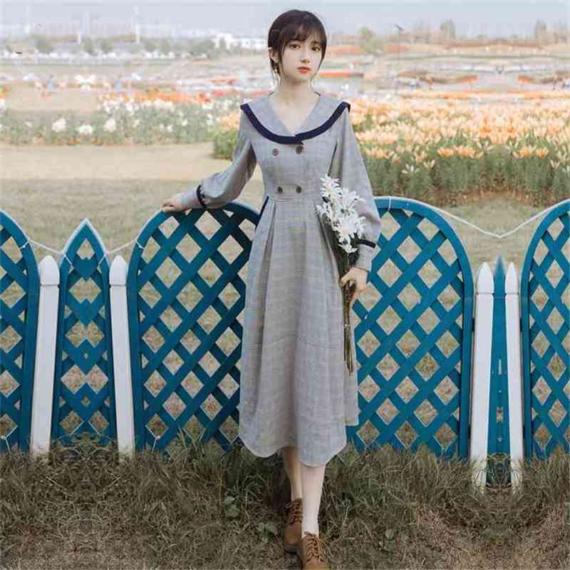 Plaid Vintage Long Women Dress Spring Elegant Long-Sleeve Mid-calf Sailor Collar Woman's Vestidos Fashion Clothing 210603, Blue
Plaid Vintage Long Women Dress Spring Elegant Long-Sleeve Mid-calf Sailor Collar Woman's Vestidos Fashion Clothing 210603, Blue