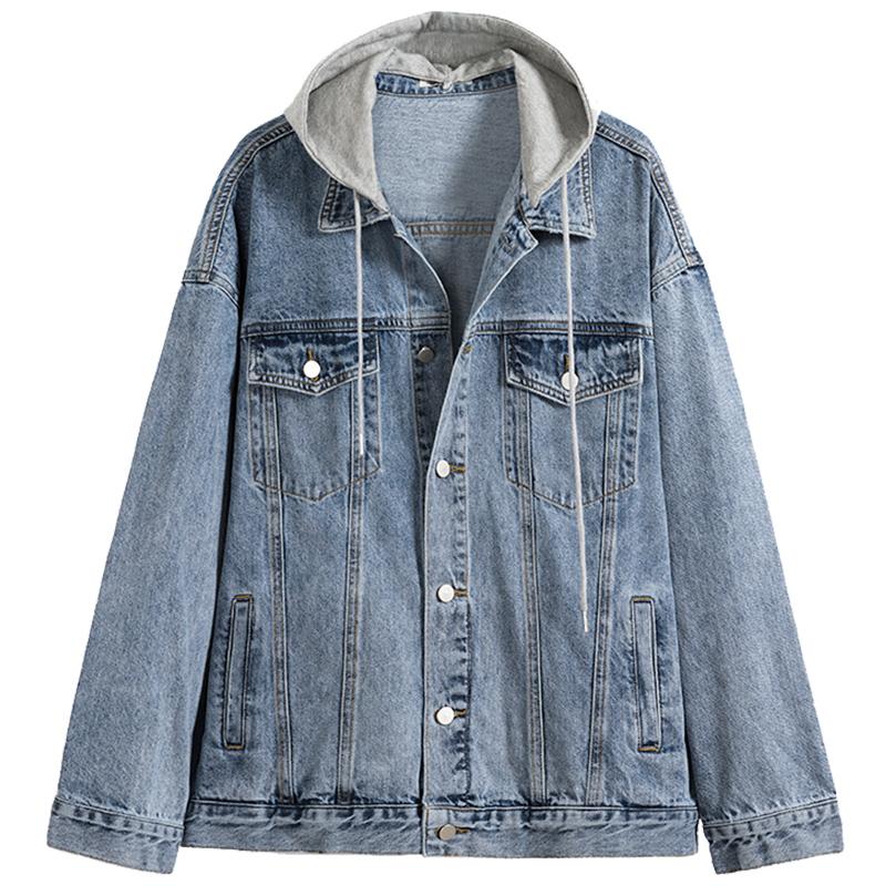 Fashion Jeans Jacket Men's Loose Hooded Outsidewear Spring Autumn Korean Coat Male Detachable Hood Streetwear Denim Casual Tops Jackets