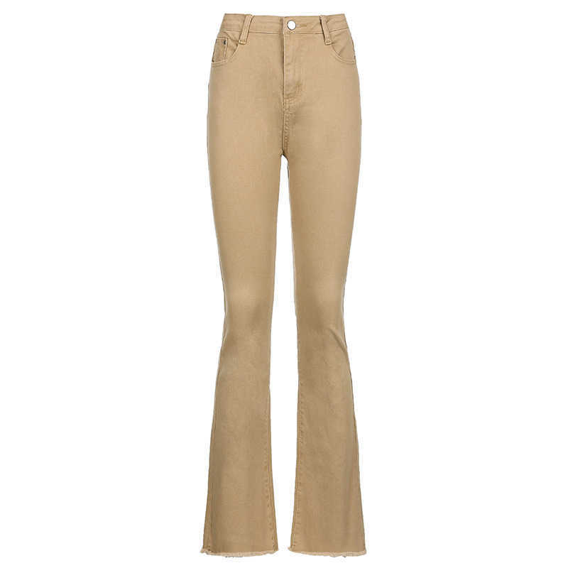 Women's Skinny Jeans Woman High Waist Flared Vintage Khaki Black Brown Stretch Denim Pants for Women Clothing Trouser Jean 210809