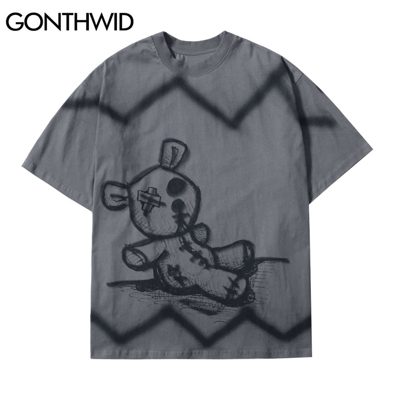 Hip Hop Streetwear Tshirts Graffiti Bear Print Punk Rock Gothic Tees Shirts Men Fashion Casual Cotton Short Sleeve Tops 210602, White
Hip Hop Streetwear Tshirts Graffiti Bear Print Punk Rock Gothic Tees Shirts Men Fashion Casual Cotton Short Sleeve Tops 210602, White