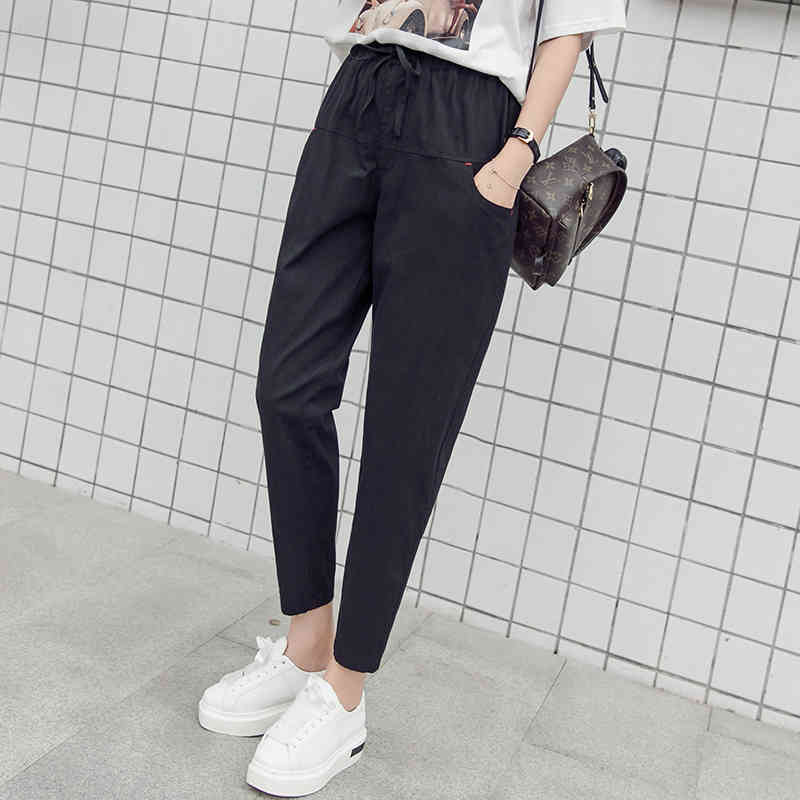 fashion female Harlan trousers plus size loose solid simple casual style women clothing 0652 40 210506