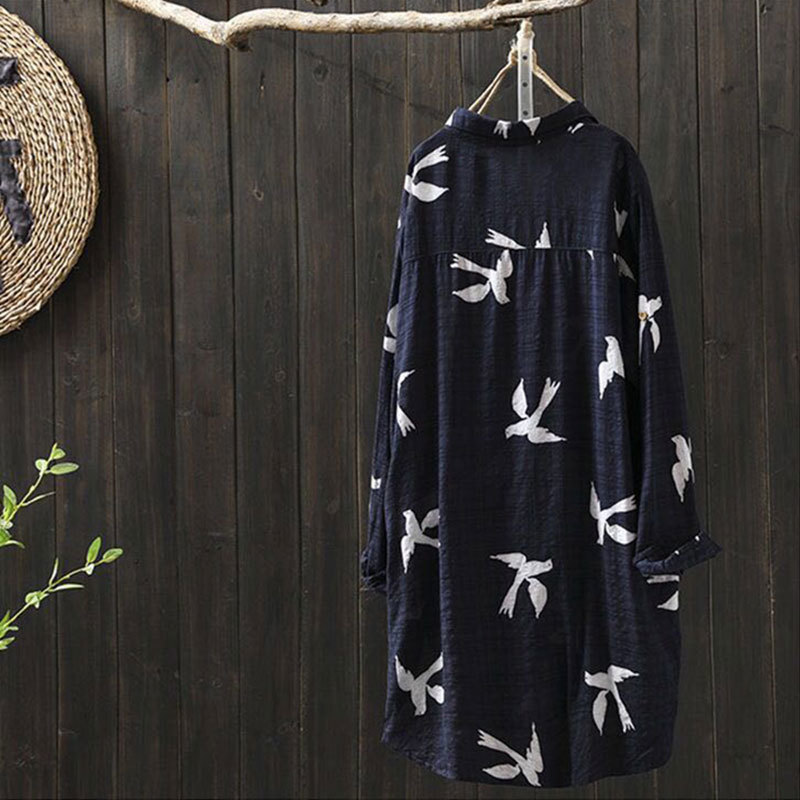 Arrival Spring Women Shirt Plus Size Long Sleeve Loose Casual Blouse Ladies Tops Vintage Print Blouses Big D11 210512