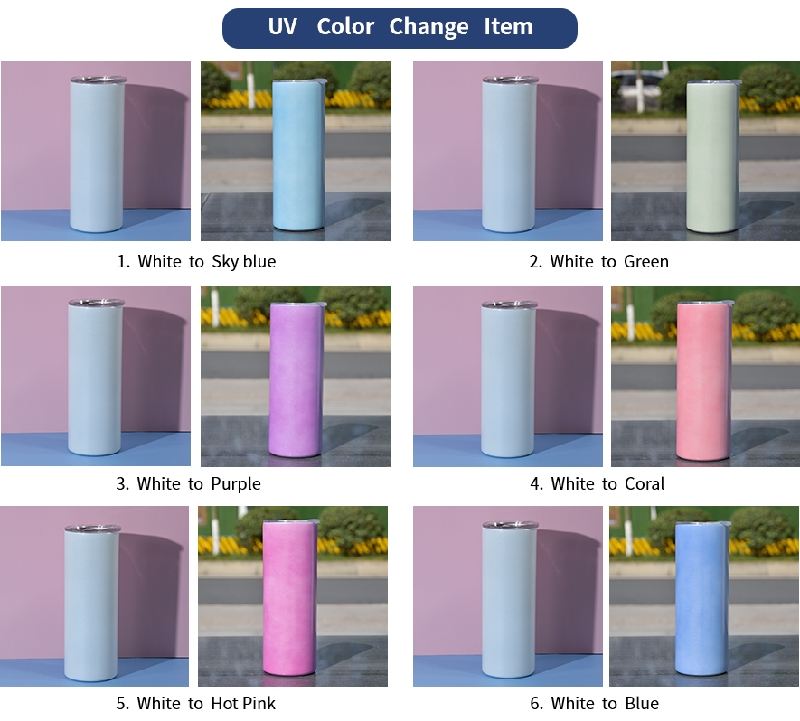 20oz Sublimation Straight Skinny Tumbler Glow in the Dark Mug Sunlight Sensing Stainless Steel Insulated Vacuum UV Color Changing Tumblers with Lid Straw, Mixed
20oz Sublimation Straight Skinny Tumbler Glow in the Dark Mug Sunlight Sensing Stainless Steel Insulated Vacuum UV Color Changing Tumblers with Lid Straw, Mixed