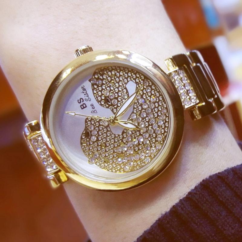 Wristwatches BS Bee Sister Women Quartz Watch Fashion Casual Ladies Female Gold Crystal Diamond Leopard For Clock, Silver
Wristwatches BS Bee Sister Women Quartz Watch Fashion Casual Ladies Female Gold Crystal Diamond Leopard For Clock, Silver