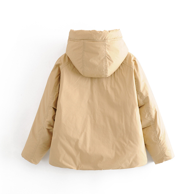 Korean Style Hooded High-neck Warm Winter Women's Jacket Sweet Long Sleeve Zipper Chic Female Coat Tops 210507