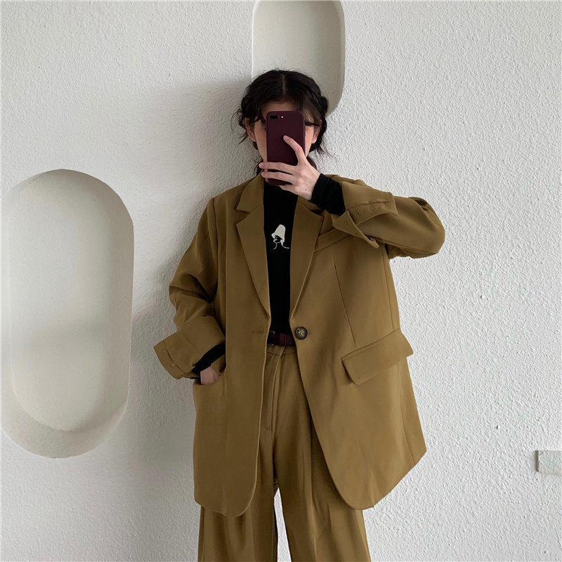 Autumn Slender Office Lady Casual Feminine Large Size High Street Women Fresh Elegant All Match Loose Blazers 210421