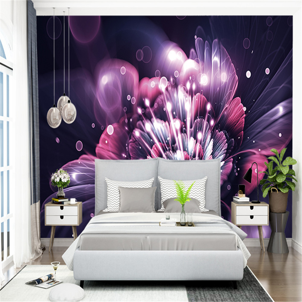 Wallpaper For Living Room Modern Color Abstract Art Lily Flower Glitter Cafe Bar Ktv Wall Mural Wallpapers