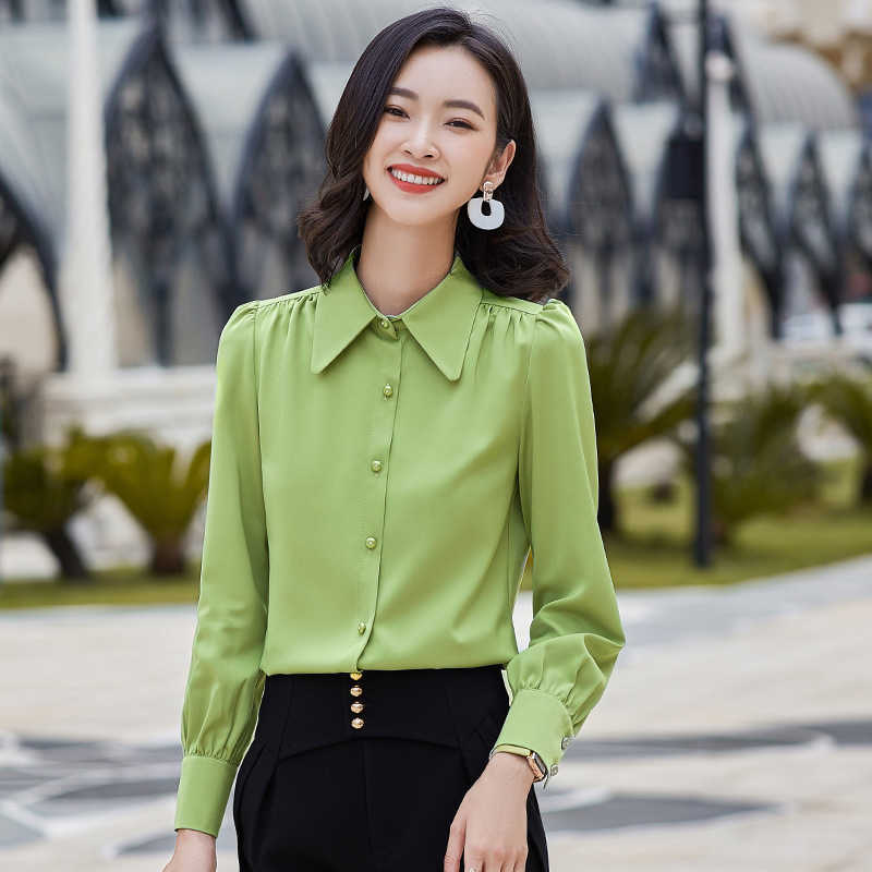 plus size women's business office Fename shirt Casual high quality long-sleeved ladies chiffon bottoming overalls 210527
plus size women's business office Fename shirt Casual high quality long-sleeved ladies chiffon bottoming overalls 210527