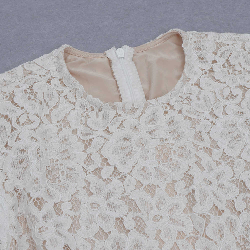 Summer And Retro Elegant Fashion Women'S Lace Runway Ruffled Sexy White Office Work Clothes Belt Long Dress 210527