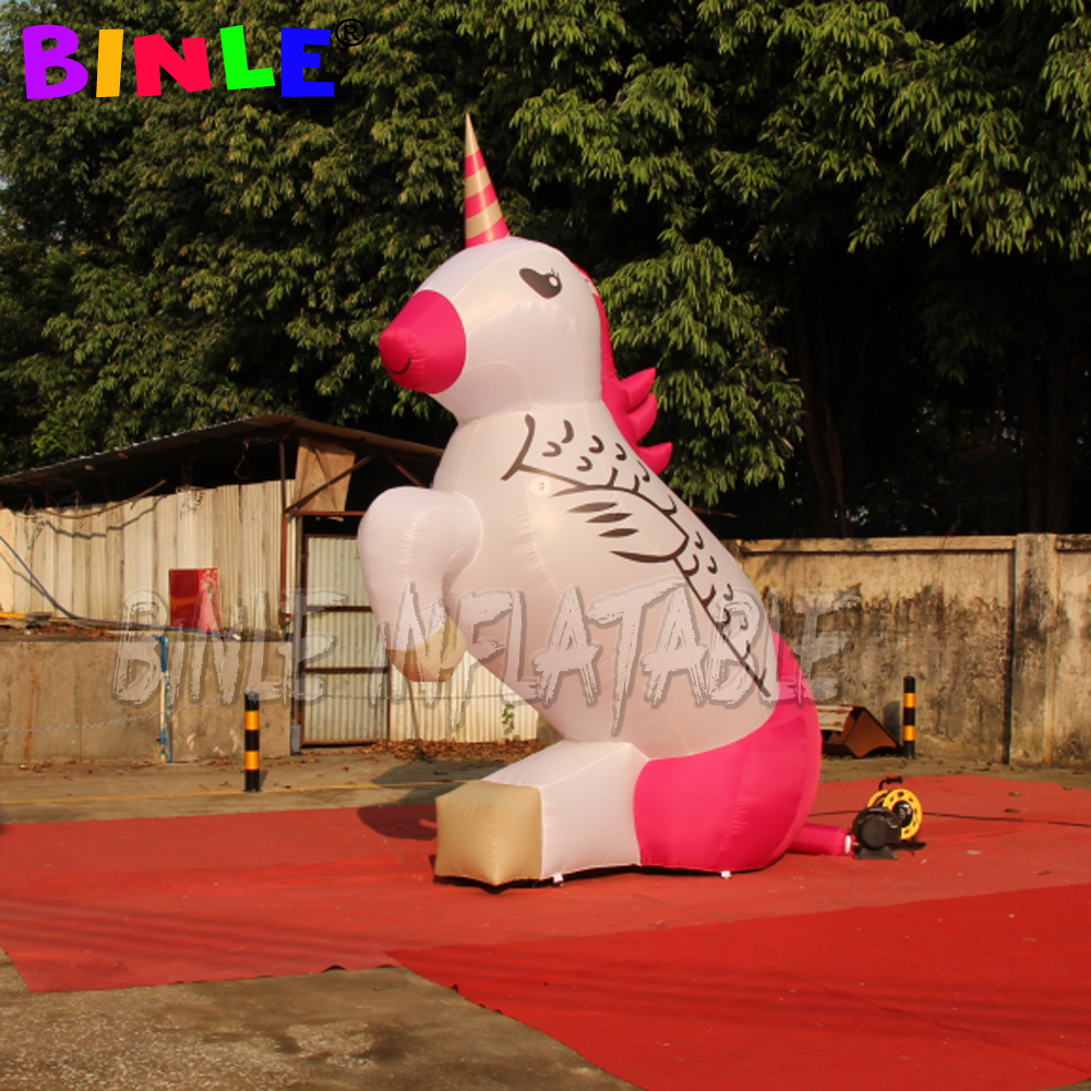 Event Colorful Giant Inflatable Unicorn Customized Parade Horse Animal With Horns aerated For Advertising