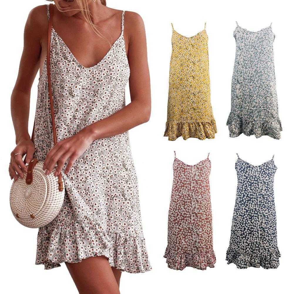 Women Summer Sexy Dress Sleeveless V Neck Backless Flower Print Ruffles Beach Mini Slip Female Fashion Vestidos Plus 4XL 210608, Yellow
Women Summer Sexy Dress Sleeveless V Neck Backless Flower Print Ruffles Beach Mini Slip Female Fashion Vestidos Plus 4XL 210608, Yellow
