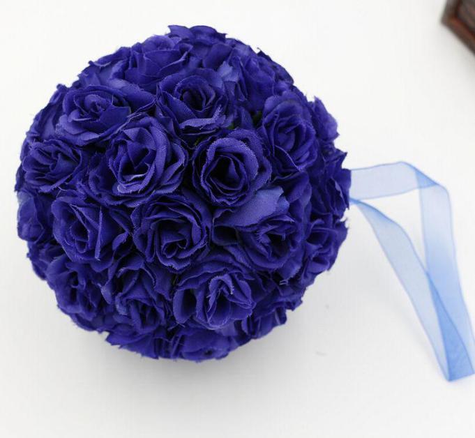 2021 10 Pcs Royal Blue 5inch Rose Flower Kissing Ball Wedding Flowers Decoration