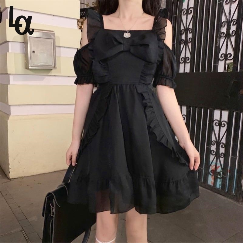 Summer Kawaii Gothic Dress Women Vintage Fungus Sweet French Hepburn Korean Casual Elegant Black Party 210519
Summer Kawaii Gothic Dress Women Vintage Fungus Sweet French Hepburn Korean Casual Elegant Black Party 210519
