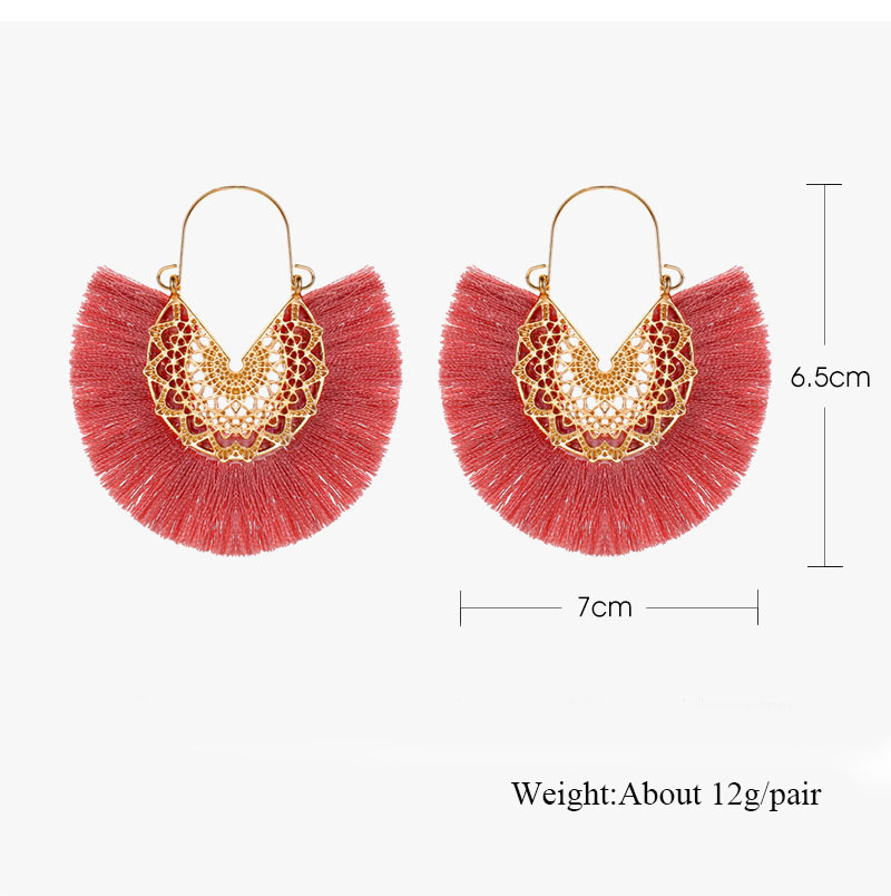 Bohemia Fan Shape Tassel Pendant Dangle Earrings Fashion Boho Soild Color Drop Eardrop Earring For Women Nice Jewelry Gift Wholesale Price