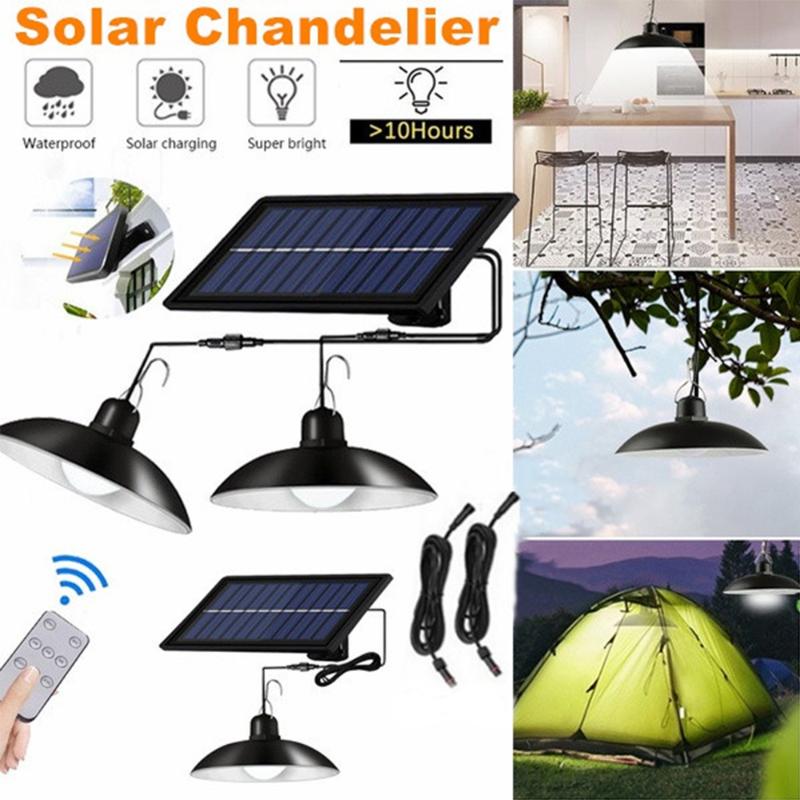 Solar Pendant Lamp Outdoor/Indoor 3M Cable Powered Hanging Shed Lights With Remote Control For Sheds Yards Garden Outdoor Wall Lamps