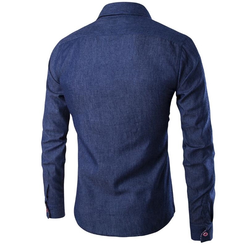 Men's long-sleeved solid denim shirt fashion Business Spring and Autumn Tops 210721