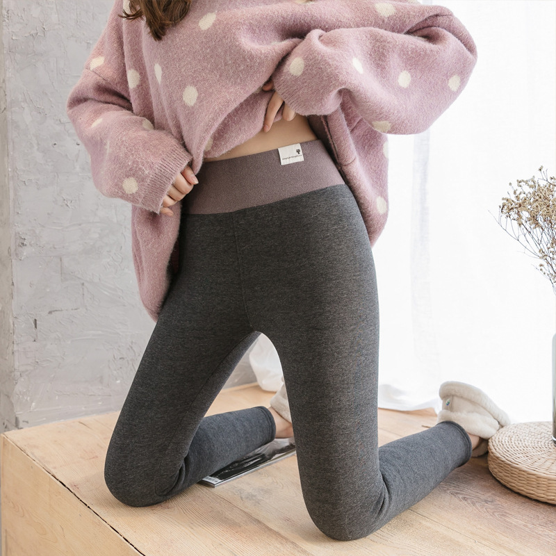 Black warm pants winter skinny thick velvet casual wool fleece Trousers Lambskin Cashmere Pants For Women leggings 210428