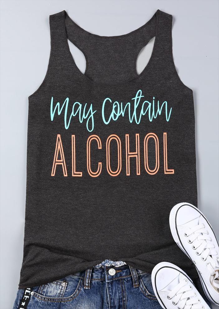letter may contain alcohol womens camis print gray sleeveless summer fashion lady tee, White
letter may contain alcohol womens camis print gray sleeveless summer fashion lady tee, White