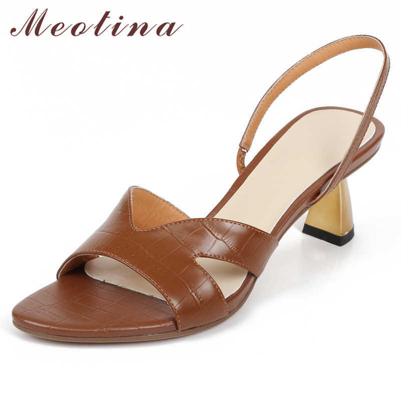 Meotina Natural Genuine Leather High Heels Sandals Women Shoes Round Toe Strange Style Ladies Sandals Summer Dress Shoes White 210608, Brown
Meotina Natural Genuine Leather High Heels Sandals Women Shoes Round Toe Strange Style Ladies Sandals Summer Dress Shoes White 210608, Brown
