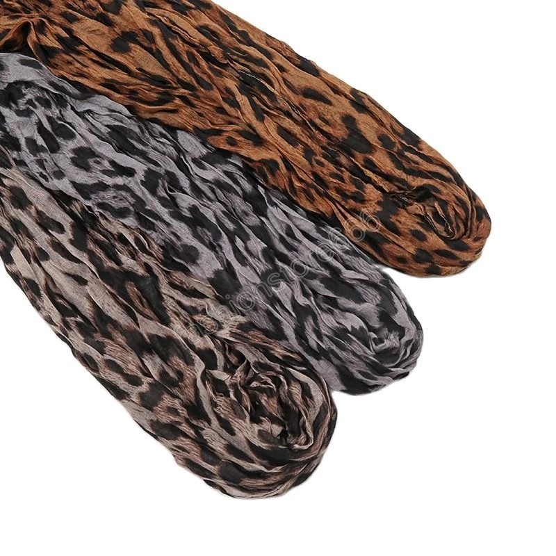 Leopard Print Scarf Hijab Headscarf Muslim Shawls Cotton Viscose Head Wrap Foulard Turbans Headband Women