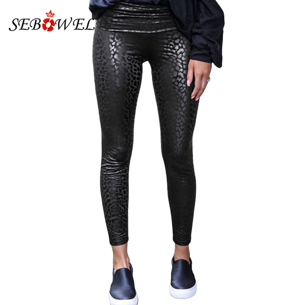 SEBOWEL Women High Waist Black Leggings Leopard Textured Stretchy Faux Leather Pants Female Sexy Skinny Autumn Leggings -XL, Black 2
SEBOWEL Women High Waist Black Leggings Leopard Textured Stretchy Faux Leather Pants Female Sexy Skinny Autumn Leggings -XL, Black 2