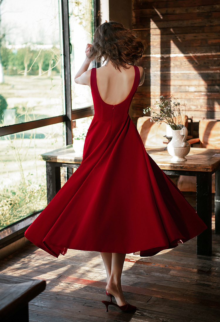 Red Evening Dresses With Strapless sleeve-less Ankle-length with Velvet Ball Gowns Custom Made Formal Party Dresses Robes De Mariee