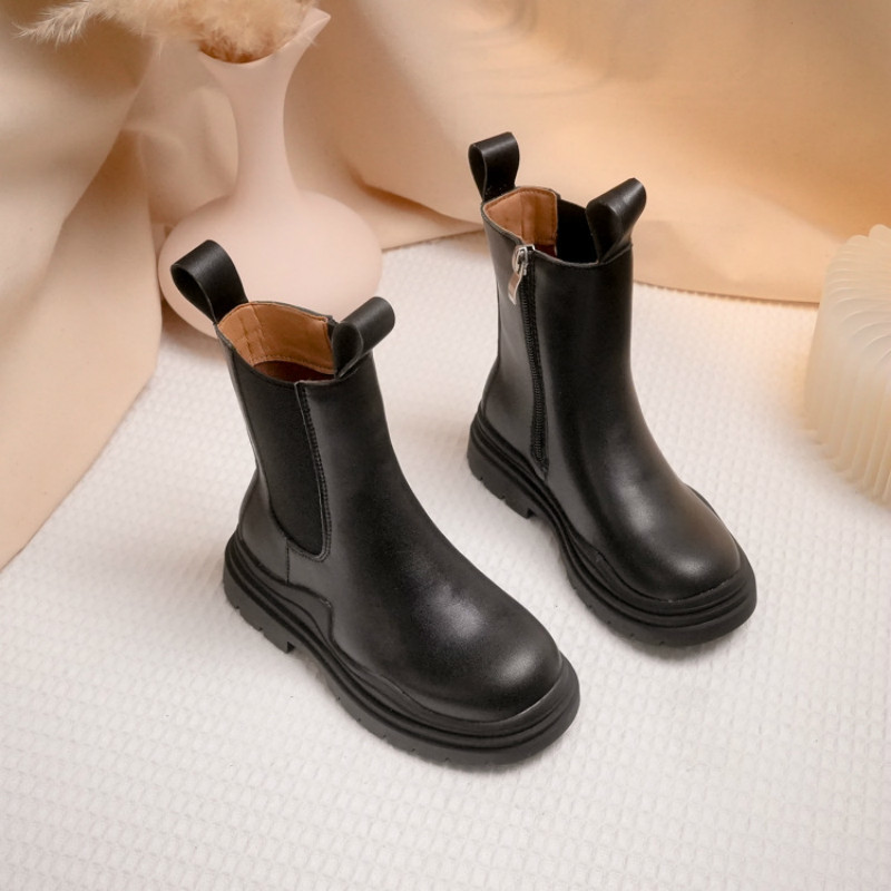 Autumn Toddler Girl Boots Chelsea For Children Winter Leather School Boys Shoes Girls Snow Kids Motorcycle Hige Boot 220222