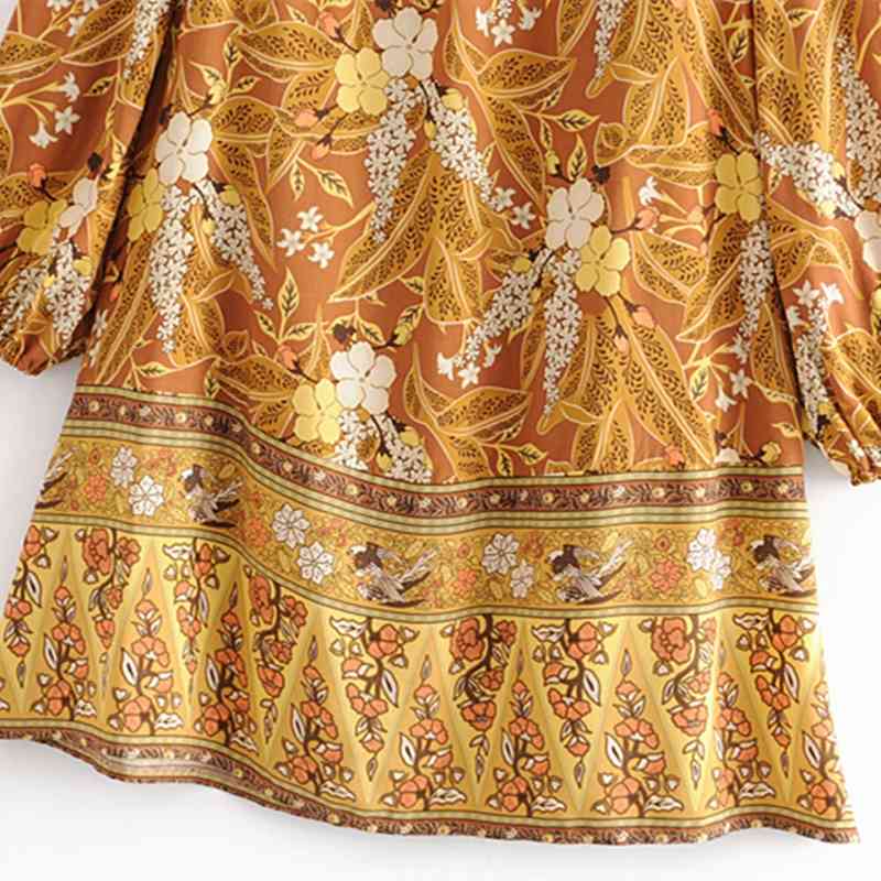 beauty Fashion Boho Floral Print Mini Dress Women Summer Chic Single Breasted Loose Dresses Female Holiday Wear 210514