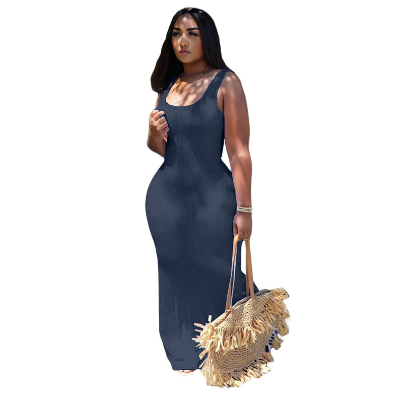 New Summer Clothes Women Maxi Dresses Sleeveless tank SKirts Solid color bodycon dress Beautiful Plus size S-white black long skirt skinny packaged hi
