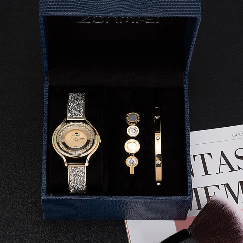 Wristwatches 2022 Watch ZONMFEI Brand 3 PCS Women Bracelet With Blue Gift Box Fashion Stainless Steel Bangle Smart Dress Watches, Gold
Wristwatches 2022 Watch ZONMFEI Brand 3 PCS Women Bracelet With Blue Gift Box Fashion Stainless Steel Bangle Smart Dress Watches, Gold
