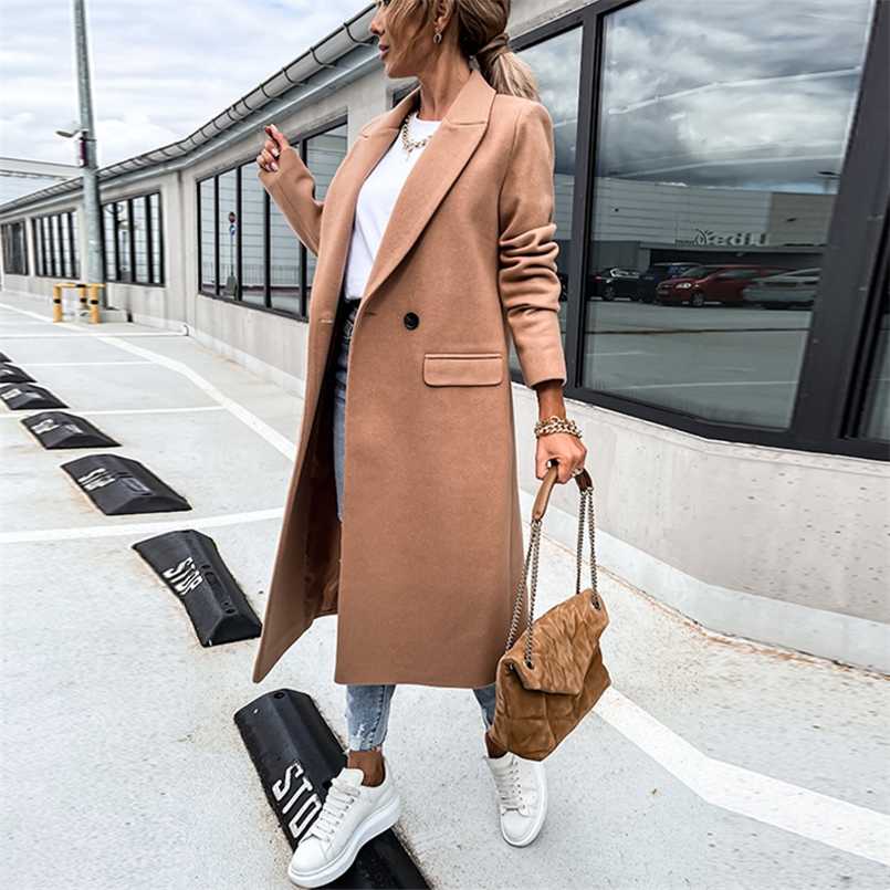 Elegant Turn-down Collar Women Outwear Fashion Double Breasted Autumn Winter Long Cardigan OL Style Solid Warm Woolen Coat Tops 211110, 04 black
Elegant Turn-down Collar Women Outwear Fashion Double Breasted Autumn Winter Long Cardigan OL Style Solid Warm Woolen Coat Tops 211110, 04 black