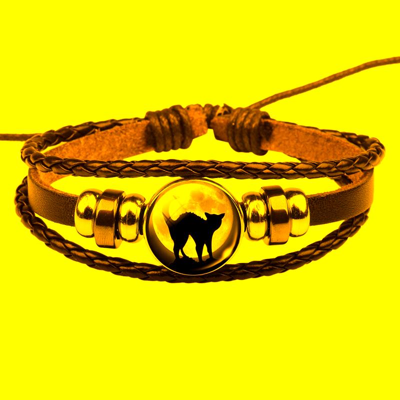 Tennis Black Cat Rope Bracelet Gothic Full Moon Jewelry Weave Multilayer Leather Bangle Men Women Fashion Accessories, Golden;silver
Tennis Black Cat Rope Bracelet Gothic Full Moon Jewelry Weave Multilayer Leather Bangle Men Women Fashion Accessories, Golden;silver