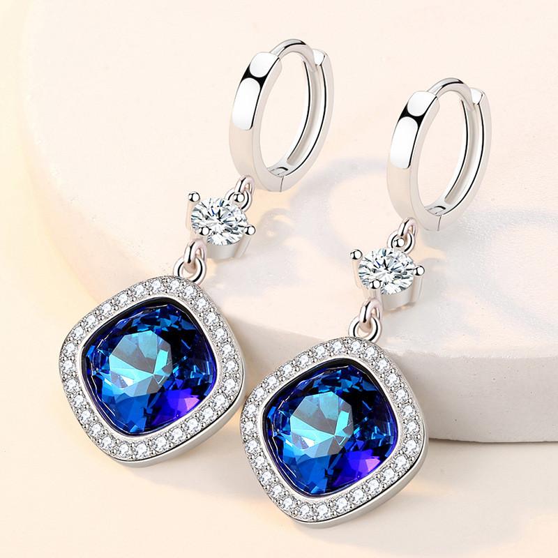 Dangle & Chandelier Blue Austrian Crystal Geometric Diamonds Gemstones Clip On Drop Earrings For Women 18k White Gold Silver Color Jewelry
Dangle & Chandelier Blue Austrian Crystal Geometric Diamonds Gemstones Clip On Drop Earrings For Women 18k White Gold Silver Color Jewelry