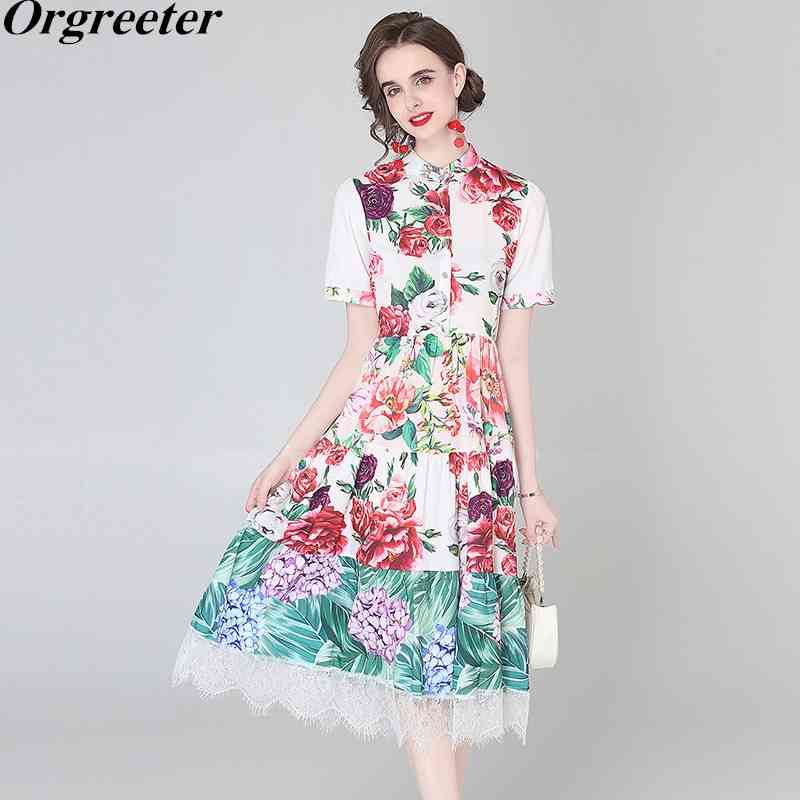 Summer Holiday Beach Shirt Dress for Women Stand collar Short Sleeve Rose Hydrangea Print Lace Trim Hem Long Robe 210525, Red
Summer Holiday Beach Shirt Dress for Women Stand collar Short Sleeve Rose Hydrangea Print Lace Trim Hem Long Robe 210525, Red